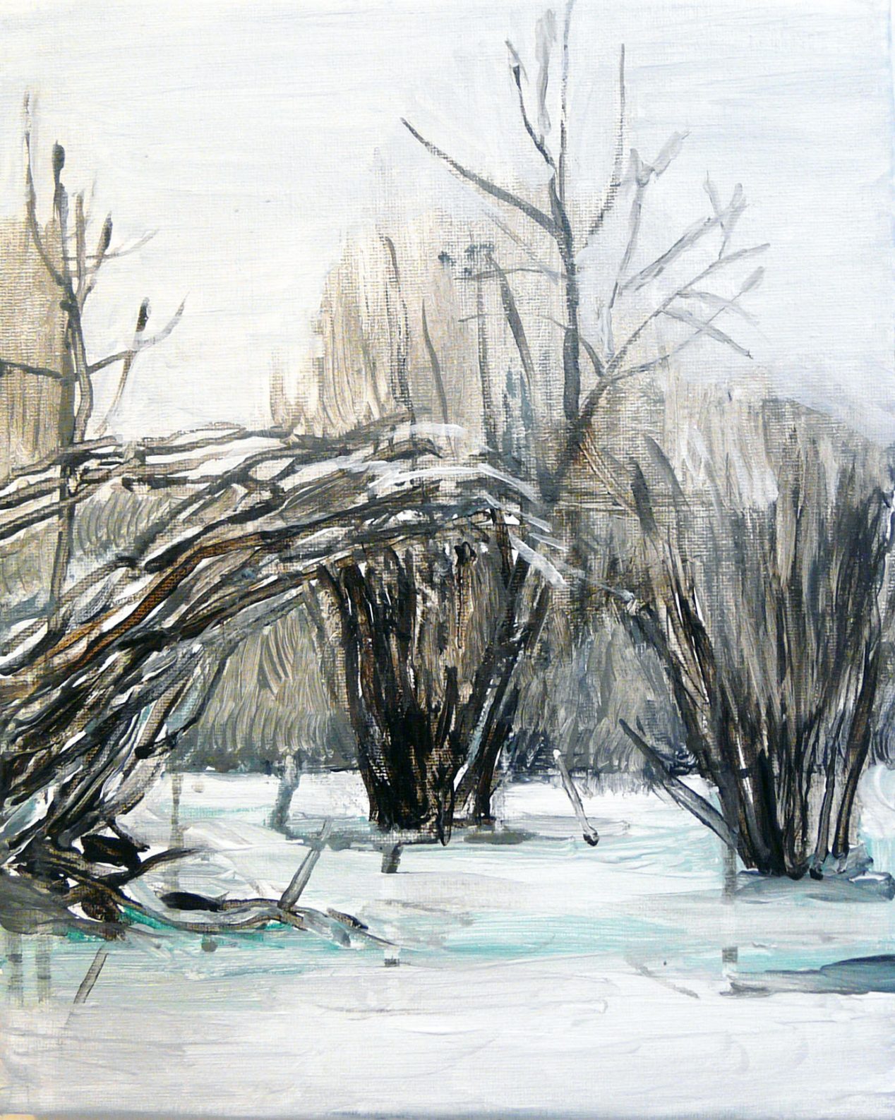 Outskirts Winter 4-5 201530cm x 24cm Acrylic canvas