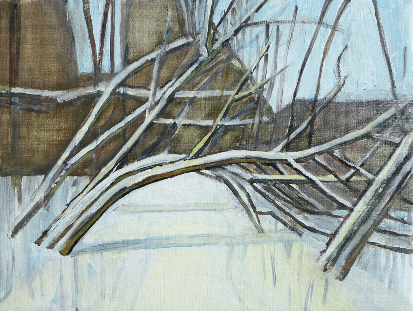 Riverside winter 4, 2016. Oil, canvas. 30 x 40 cm
